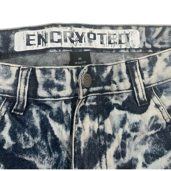 Encrypted Jeans Denim Shorts Acid Washed Distressed Ripped Sz 36 Men's Thrashed - Picture 3 of 3